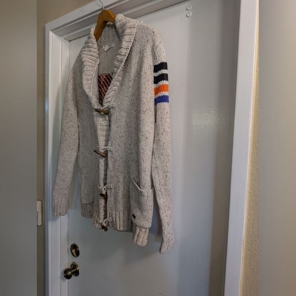 Roxy Southwestern Knit Cardigan Jacket  with Striped Sleeve Tribal Back - Picture 2 of 4
